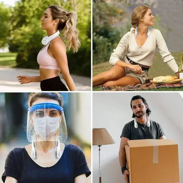 Alt view image 13 of 14 - Portable Neck Fan,Rechargeable Personal Fan,Strong Airflow Bladeless Neck Fan, 4000 mAh Battery Operated Hands Free Neck Air Conditioner ,Headphone Design Wearable Neck Cooling Fan For Outdoor Indoor
