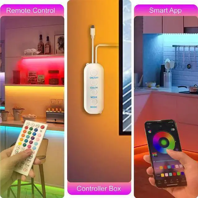 Alt view image 10 of 14 - 50ft / 15M Led Strip Lights Smart Sync Music Led Lights for Bedroom Home Decoration, APP Control