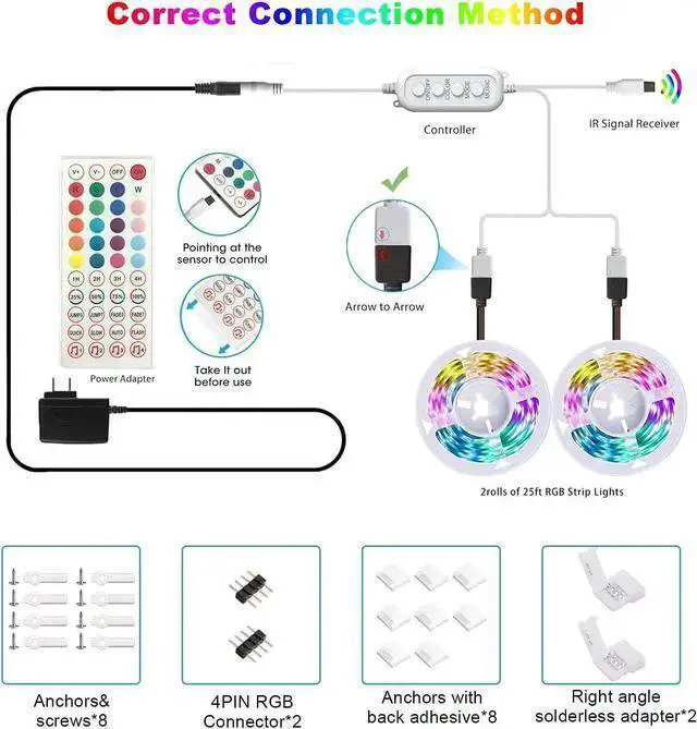 Alt view image 14 of 14 - 50ft / 15M Led Strip Lights Smart Sync Music Led Lights for Bedroom Home Decoration, APP Control