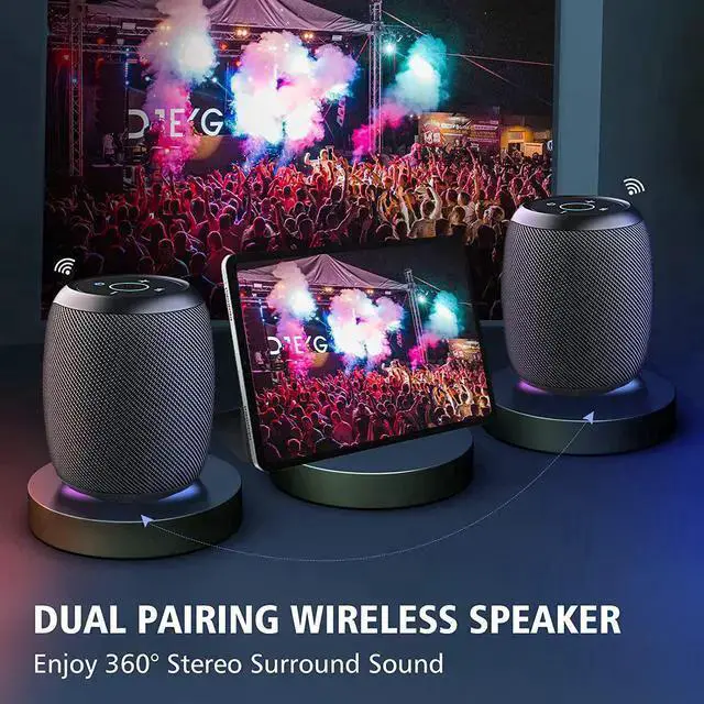 Alt view image 9 of 12 - Bluetooth Speaker, Outdoor Portable Bluetooth Speaker with Lights Rich Stereo Bass, IP67 Waterproof Outdoor Speaker, Wireless Speaker, 24H Playtime,Dual Pairing, Beach,Travel, Hiking