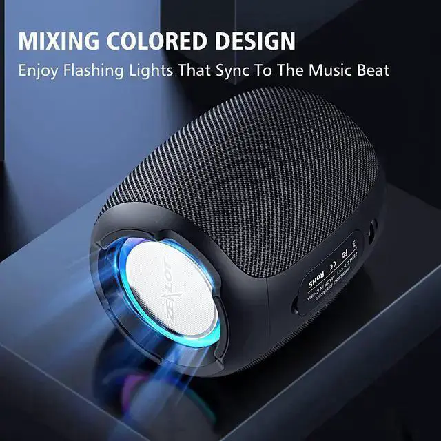 Alt view image 10 of 12 - Bluetooth Speaker, Outdoor Portable Bluetooth Speaker with Lights Rich Stereo Bass, IP67 Waterproof Outdoor Speaker, Wireless Speaker, 24H Playtime,Dual Pairing, Beach,Travel, Hiking