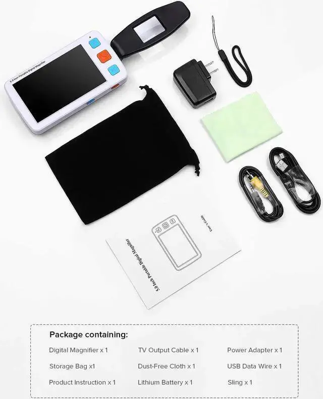 Alt view image 14 of 14 - Portable Digital Magnifier Electronic Reading Aid 5.0 inch w/Foldable Handle for Low Vision Color Blindness 4X-32X Times Zoom 17 Color Modes 5 Levels for Brightness