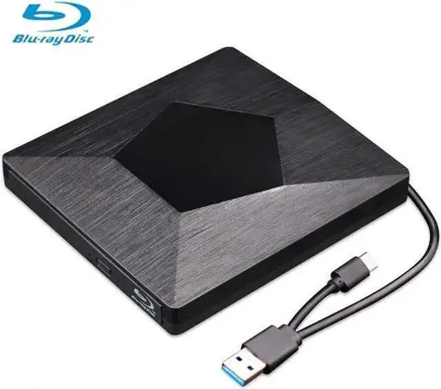 Main image of External 3D Blu Ray DVD Drive Burner, Wihool Ultra Slim USB 3.0 and Type-C Blu Ray BD CD DVD Burner Player Writer Reader Disk for Mac OS, Windows xp/7/8/10, Laptop PC (Black)