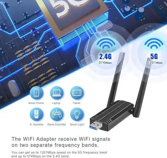 Alt view image 10 of 14 - Wireless USB WiFi 6 Adapter for PC - 802.11ax WiFi USB ,1800Mbps PC Wifi Adapter for desktop laptop,Dual Band Wireless Adapter Wifi Dongle for Windows 7/10/11 ,Wireless Network Adapter for PC Computer