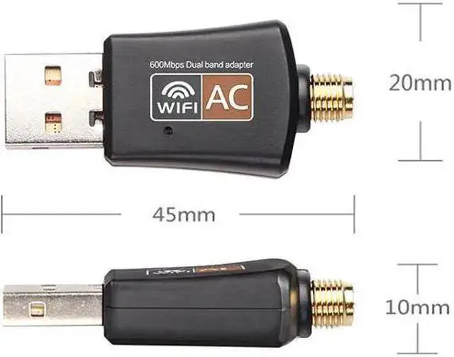 Alt view image 7 of 7 - Wireless Adapter WISDUM 600Mbps USB Wifi Adapter for PC Mini 802.11ac Dual Band 2.4G/5G High Gain 2dBi Antenna Wireless Network Adapter Wi-Fi Dongle Adapter Support Windows XP,Win Vista,Win 7,Win 8.1,