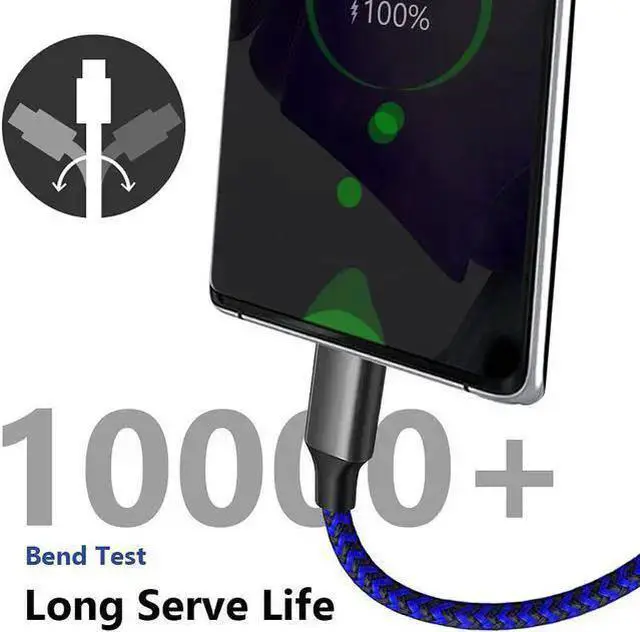 Alt view image 4 of 7 - WISDUM USB C Cable 10ft 3 Pack USB C Charger Cable, USB A to USB C Charging Cable USB Type C Fast Charge Cord Compatible with Galaxy S20 S10 Note 9, Android Cell Phones and More- Black Blue Red