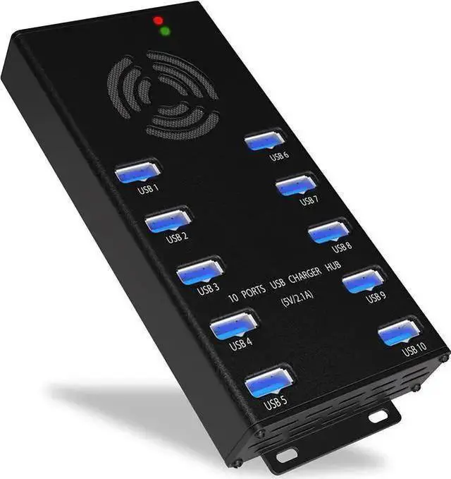 Main image of Premium Design USB 3.0 Hub - Multi-Safety Protection 10-Port Powered USB Hub 3.0 with AC Adapter - USB Spllitter with Cooling Fan and Mounting Brackets - Aluminum - Hub for Multiple Devices