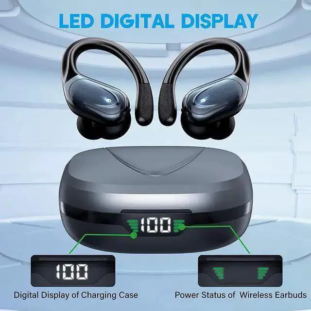 Alt view image 9 of 14 - Ture Wireless Earbuds, in Ear Bluetooth Headphones with Built-in Mic, 75Hrs Playtime Sport Earphones with Digital Display & CVC 8.0, IPX7 Waterproof Over-Ear Headphones for Workout Running Outdoor