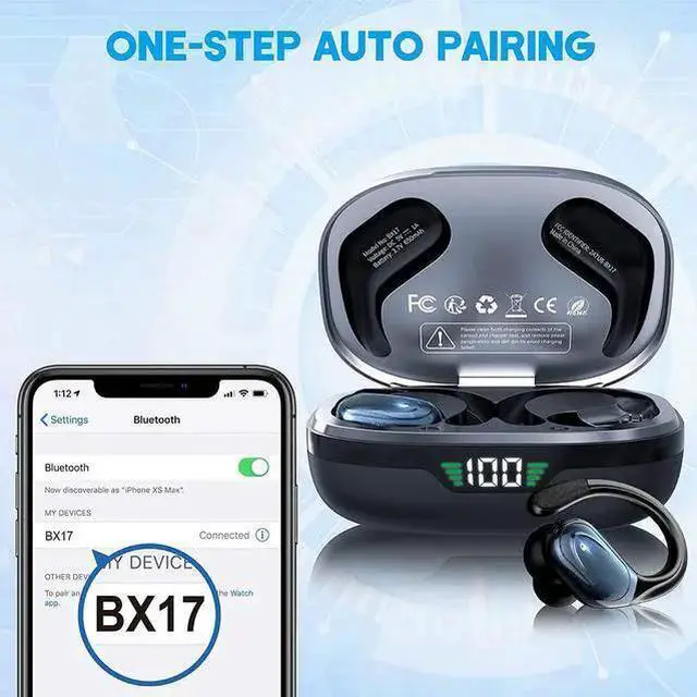 Alt view image 13 of 14 - Ture Wireless Earbuds, in Ear Bluetooth Headphones with Built-in Mic, 75Hrs Playtime Sport Earphones with Digital Display & CVC 8.0, IPX7 Waterproof Over-Ear Headphones for Workout Running Outdoor
