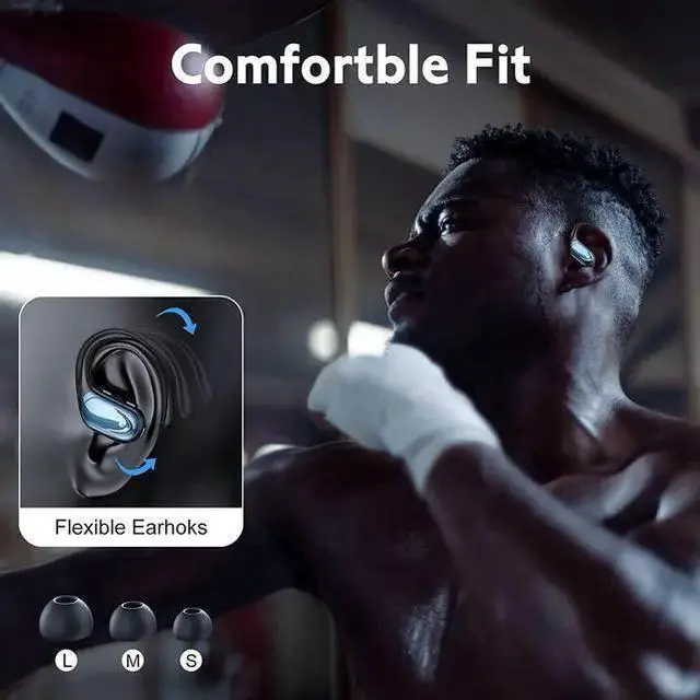 Alt view image 14 of 14 - Ture Wireless Earbuds, in Ear Bluetooth Headphones with Built-in Mic, 75Hrs Playtime Sport Earphones with Digital Display & CVC 8.0, IPX7 Waterproof Over-Ear Headphones for Workout Running Outdoor