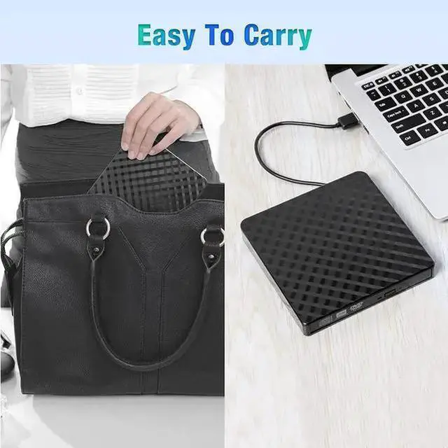 Alt view image 7 of 7 - External CD/DVD Drive, USB 3.0 Ultra Slim Portable DVD Writer External USB CD Drive DVD ROM CD Player/Rewriter +/-RW writer Burner player, Great Compatible With Windows/Mac OS/Laptop/PC/Desktops