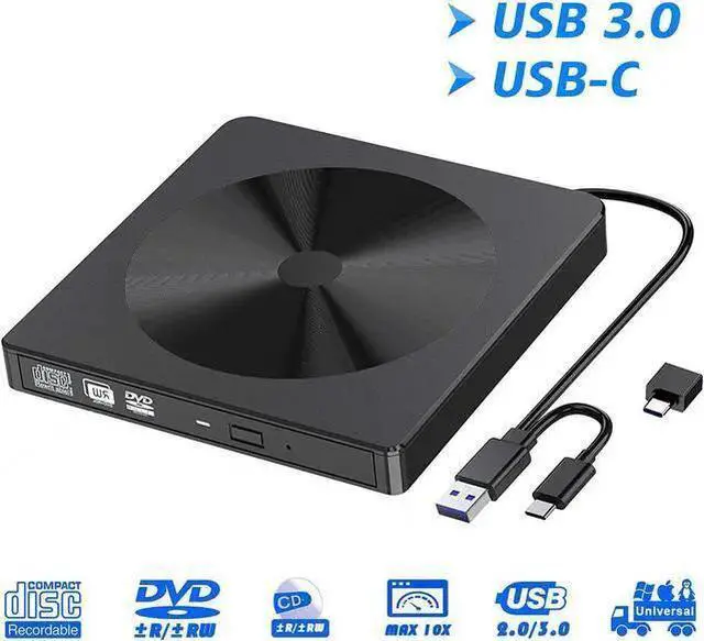 Alt view image 8 of 14 - External CD DVD Drive, Portable High-Speed USB-C & USB 3.0 CD Burner/DVD Reader Writer for Windows Linux Mac Laptop Desktop, MacBook Pro/Air, iMac (USB Type C & USB 3.0)