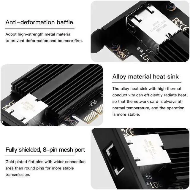 Alt view image 12 of 14 - DERAPID 10G Base-T PCI-e Network Card AQC113 Controller 10Gb Ethernet Adapter PCI-E X4 X8 X16 to RJ45 Port NIC Card for Gaming Offfice,Compatible with Windows10/11/Windows Server/Linux
