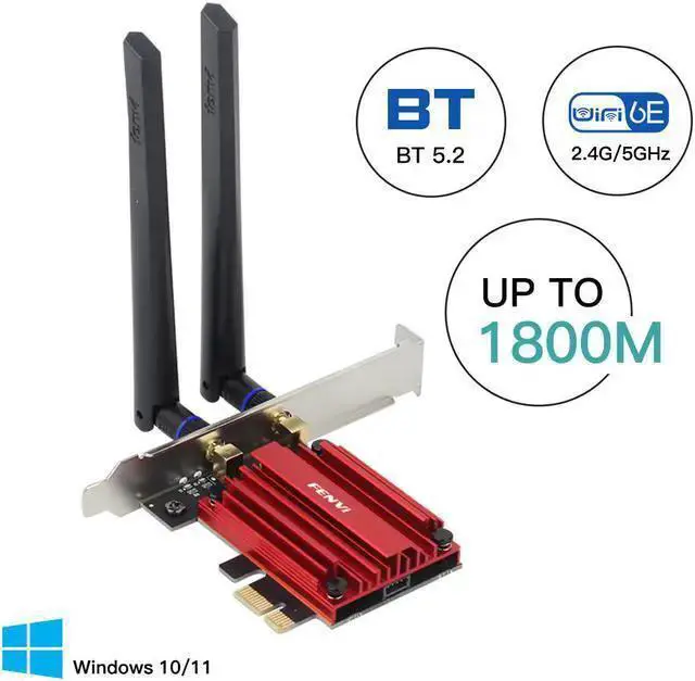 Alt view image 9 of 14 - Fenvi AX1800 WiFi 6 PCIe Wireless Card,1800Mbps 802.11 ax/ac Wi-Fi6 Network Wlan,2.4Ghz/5.8Ghz,Blue-tooth 5.2,OFDMA, 2x2 MU-MiMO and WPA3,wifi6 MT7921K Inside,For Desktop Windows 10/11 64-bit