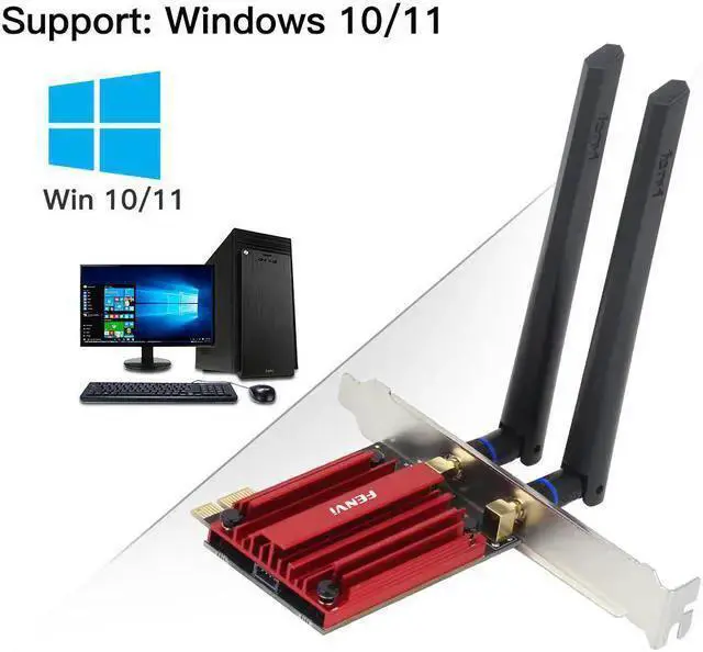 Alt view image 12 of 14 - Fenvi AX1800 WiFi 6 PCIe Wireless Card,1800Mbps 802.11 ax/ac Wi-Fi6 Network Wlan,2.4Ghz/5.8Ghz,Blue-tooth 5.2,OFDMA, 2x2 MU-MiMO and WPA3,wifi6 MT7921K Inside,For Desktop Windows 10/11 64-bit