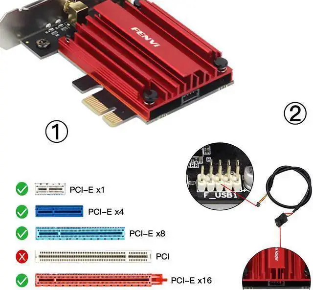 Alt view image 13 of 14 - Fenvi AX1800 WiFi 6 PCIe Wireless Card,1800Mbps 802.11 ax/ac Wi-Fi6 Network Wlan,2.4Ghz/5.8Ghz,Blue-tooth 5.2,OFDMA, 2x2 MU-MiMO and WPA3,wifi6 MT7921K Inside,For Desktop Windows 10/11 64-bit