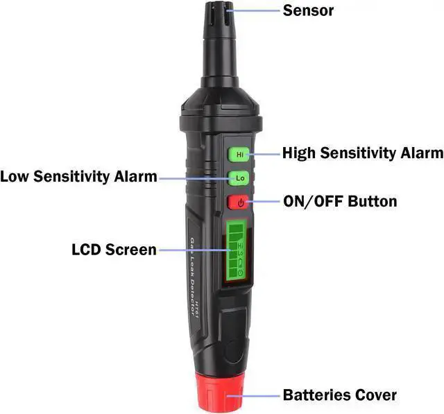Alt view image 10 of 15 - Gas Leak Detector, Portable Handheld Natural Gas Analyzer PPM Meter High Low Sensitivity Adjustable with LCD Display Locates Combustible Gas Like LPG, LNG, Methane & Butane Gases, Carbon Monoxide
