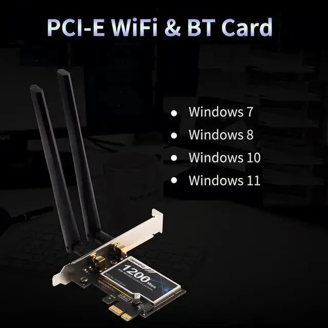 Alt view image 10 of 14 - DERAPID PCE-AC1200 PCIe WiFi Card for Desktop Wifi Bluetooth Card Dual Band PCI-E X1 Wireless Network Card 1200Mbps (2.4Ghz and 5Ghz) for Gaming Streaming Supports Windows 11/10, 8, 7 (32/64bit)