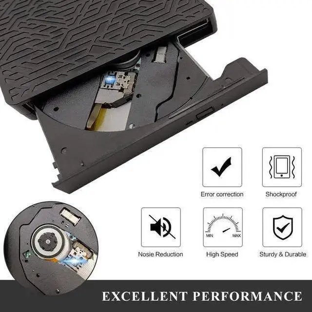 Alt view image 11 of 14 - External CD DVD Drive, 2-Port Hub USB 3.0 with Type-C SD/TF Card Reader CD/DVD +/-Rw Drive ROM Rewriter Burner for Laptop Desktop MacBook Mac OS Windows 10 8 7 XP Vista