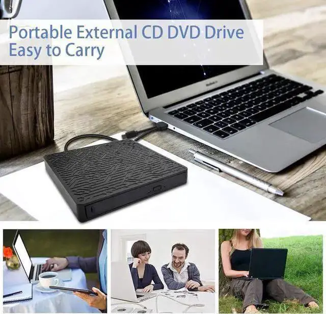 Alt view image 14 of 14 - External CD DVD Drive, 2-Port Hub USB 3.0 with Type-C SD/TF Card Reader CD/DVD +/-Rw Drive ROM Rewriter Burner for Laptop Desktop MacBook Mac OS Windows 10 8 7 XP Vista