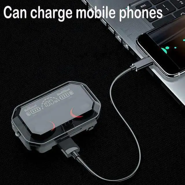 Alt view image 12 of 14 - True Wireless Earbuds, Bluetooth 5.1 Headphones Noise Cancelling with Charging Case, HiFi Stereo Earbuds Built-in Mic IPX7 Waterproof in-Ear Headphones for i-Phone/Android/Sam-sung/Sports Ear Buds