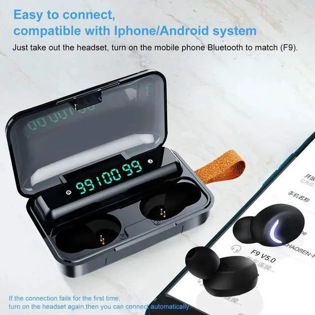 Alt view image 11 of 14 - Bluetooth Ture Wireless Earbuds with Charging Case In-Ear Headphones Pumping Bass Stereo Calls LED Battery Display IPX7 Waterproof CVC8.0 Noise Isolation Built-in Mic Earphones for Sports