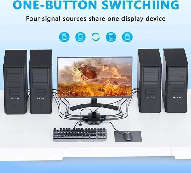 Alt view image 3 of 7 - KVM Switch HDMI 4 Port Box, USB KVM Switch for 4 Computers Share One Keyboard Mouse and HD Monitor, 4 in 1 Out HDMI KVM Switch, Support UHD 4K (3840x2160)