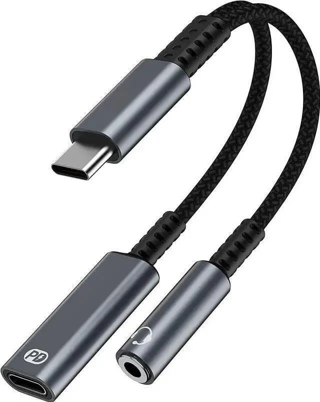 Main image of USB C to 3.5mm Headphone and Charger Adapter, 2 in 1 USB C PD 3.0 Charging Port to Aux Audio Jack and 60W Fast Charging Dongle Cable Cord for Gal-axy S22/S21/S20/Note 20,Pixel 6/5/4/XL, i-P-a-d Pro