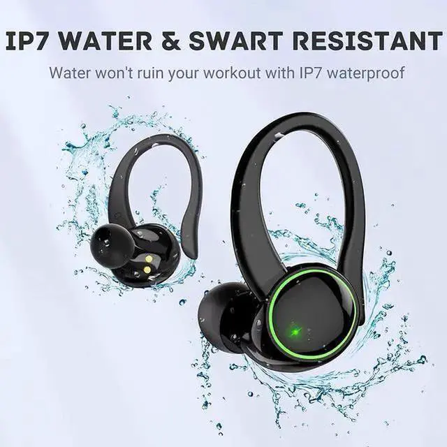 Alt view image 7 of 7 - Ture Wireless Earbuds, Bluetooth 5.3 Earphones Stereo Noise Cancelling Headphones with Mic, 40H Dual LED Touch Control Wireless Earbuds with Earhook, IP7 Waterproof Headset, Sport/Running/Gym