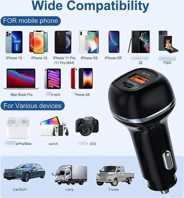 Alt view image 14 of 14 - USB C Car Charger Adapter, 48W Car Charger Fast Charging, PD&PPS&QC3.0 Fast USB Car Charger Adapter Compatible with 14 13 12 Pro Max XS, S22/21/10, Note20/10 IOS Android Smartphones