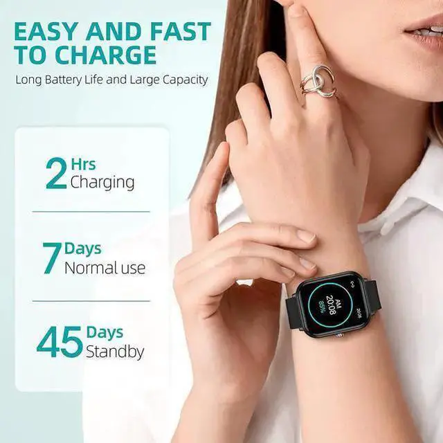Alt view image 7 of 7 - Smart Watch, Fitness Tracker with 24 Sports Modes, 5ATM Swimming Waterproof, Blood Oxygen Heart Rate Sleep Monitor Step Calorie Counter, 1.7" Touchscreen Smartwatch Fitness Watch for Android IOS Phone
