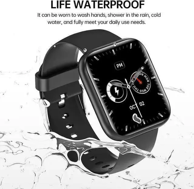 Alt view image 7 of 7 - Smart Watch, New Upgraded 1.81" AMOLED, Split Screen Display, Answer Make Calls, Smartwatch for Men Women iOS Android Smartphones, Blood Oxygen Heart Rate Monitor Fitness Tracker (Black)