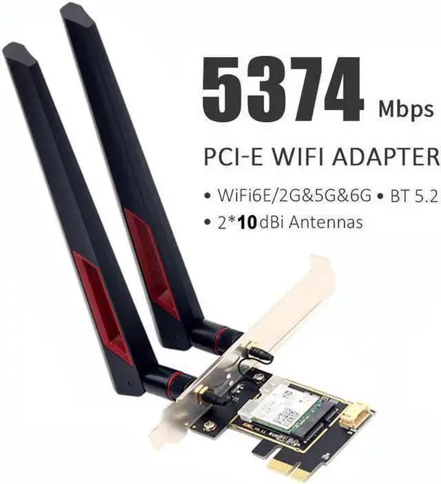 Main image of Wireless Adapter WISDUM TD-10DB 5374Mbps Wi-Fi 6E AX210 PCI-E WiFi Adapter Bluetooth 5.2 Wireless 802.11ax/ac Wifi 6 Network Card 10 DB Antennas Windows 10 11 Linux For Desktop PC