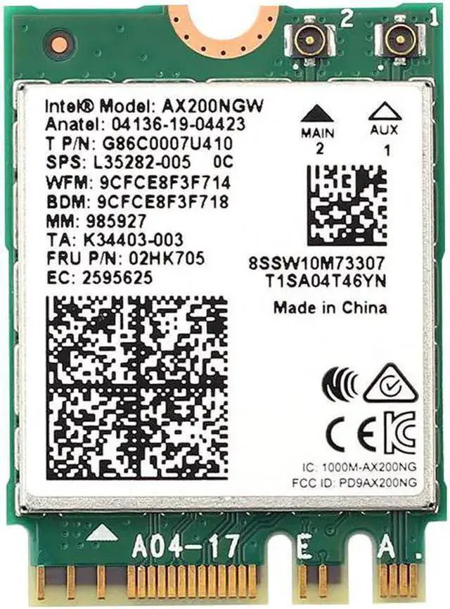 Main image of Wireless Adapter WISDUM 3000Mbps WiFi 6 AX200 Bluetooth 5.1 M.2 Key E Card IPEX4 Antennas, Wireless AX200NGW Dual Band 2.4Ghz/5Ghz 802.11ac/ax WiFi Network Adapter, Support Windows 10 Linux For Laptop