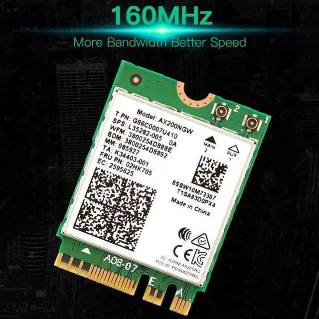 Alt view image 4 of 6 - Wireless Adapter WISDUM 3000Mbps WiFi 6 AX200 Bluetooth 5.1 M.2 Key E Card IPEX4 Antennas, Wireless AX200NGW Dual Band 2.4Ghz/5Ghz 802.11ac/ax WiFi Network Adapter, Support Windows 10 Linux For Laptop