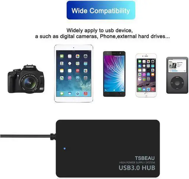 Alt view image 13 of 14 - USB Hub, 4-Port USB 3.0 Hub, Ultra Slim High Speed Portable Data Hub, for MacBook Air, Mac Pro, iMac, Surface Pro, XPS, Notebook PC, Laptop, Chromebook, Win7/8 (32/64 bit), and More