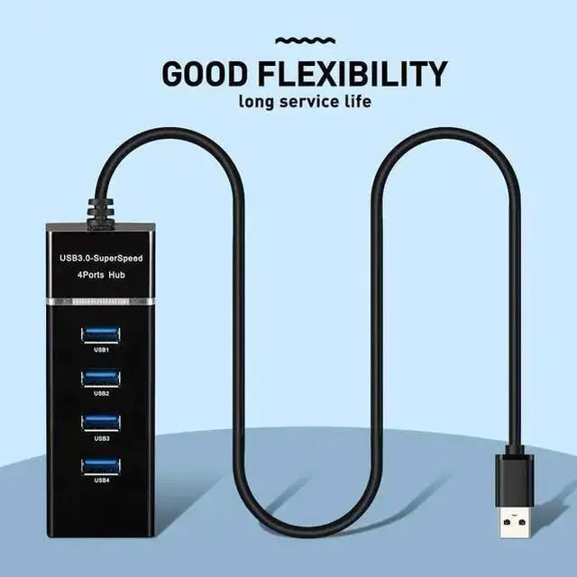Alt view image 14 of 14 - 4 Port USB Hub Adapter - High Speed USB 3.0 Hub Multiport Adapter with LED Indicator for Keyboard &Mouse / Printer / USB Fan &Lamp / Portable Storage Device, Flash Drives, Portable USB Hub