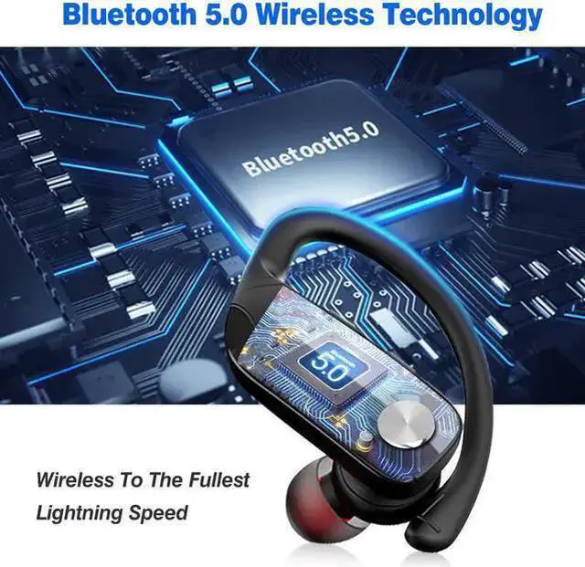 Alt view image 2 of 7 - Ture Wireless Earbuds, Bluetooth 5.0 Running Headphones Premium Deep Bass In-Ear Sport Earphones With Mics/Charging Case/Ipx5 Waterproof Earhooks Earphones For Sport Running Workout Gym (Black)