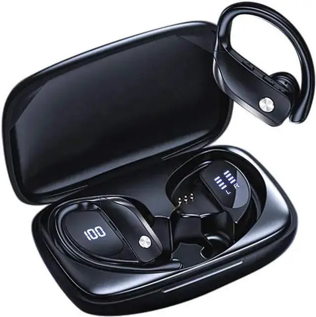 Main image of Ture Wireless Earbuds, Bluetooth 5.0 Running Headphones Premium Deep Bass In-Ear Sport Earphones With Mics/Charging Case/Ipx5 Waterproof Earhooks Earphones For Sport Running Workout Gym (Black)