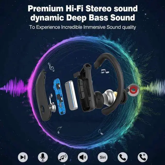 Alt view image 3 of 7 - Ture Wireless Earbuds, Bluetooth 5.0 Running Headphones Premium Deep Bass In-Ear Sport Earphones With Mics/Charging Case/Ipx5 Waterproof Earhooks Earphones For Sport Running Workout Gym (Black)