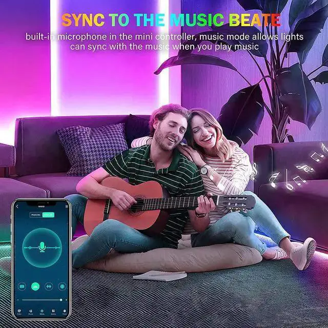 Alt view image 11 of 14 - 66ft / 20M Led Lights for Bedroom, Smart Music Sync LED Strip Lights APP Control with Remote RGB Color Changing Led Lights for Room Kitchen Party Home Decoration