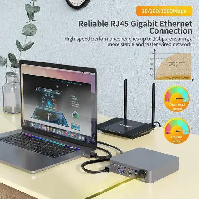 Alt view image 7 of 7 - for MacBook Pro Docking Station, 4K Triple Display for MacBook Pro HDMI Adapter 18 in 2 USB C Adapter for MacBook Pro Air Mac HDMI Dock USB C Dongle to Dual HDMI VGA 100WPD SD TF RJ45 6USB 3.5mm Audio