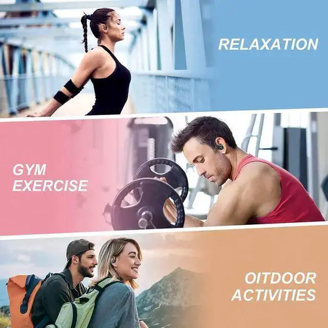 Alt view image 7 of 7 - Bluetooth Headphones 60Hrs Playback, Noise-Cancelling Ture Wireless Earbuds with LED Battery Display Wireless Charging Case and Earhooks Over Ear Waterproof Earphones for Sport Running - Black