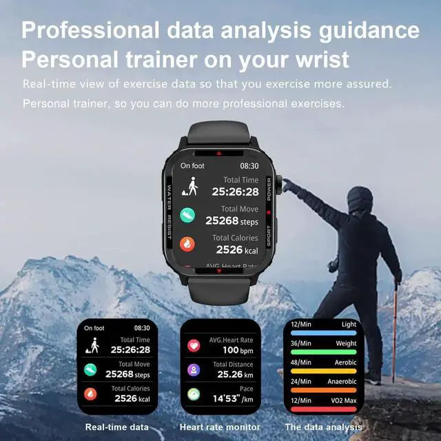 Alt view image 5 of 7 - Smart Watches for Men - 1.85" Fitness Tracker with Rugged Bumper (Answer/Make Call) Smartwatch for Android Phones iPhone Outdoor Sports Watches Heart Rate Blood Pressure Monitor