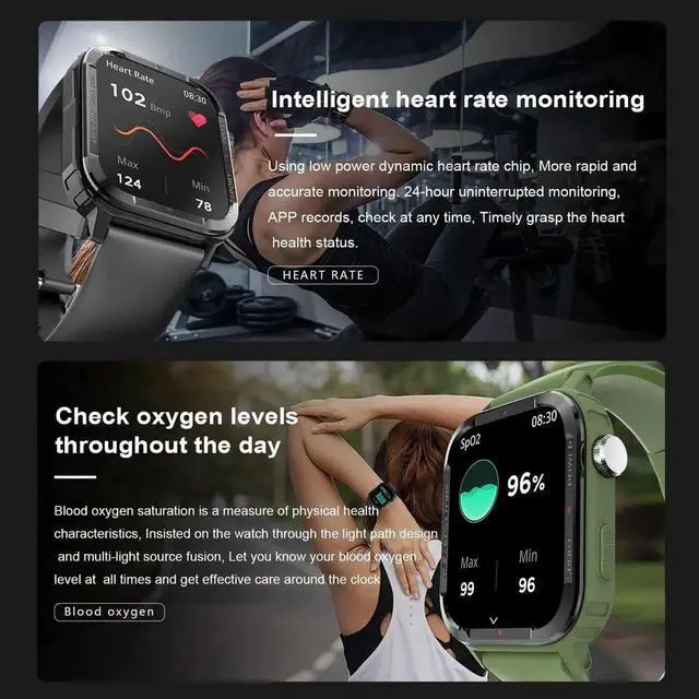 Alt view image 7 of 7 - Smart Watches for Men - 1.85" Fitness Tracker with Rugged Bumper (Answer/Make Call) Smartwatch for Android Phones iPhone Outdoor Sports Watches Heart Rate Blood Pressure Monitor