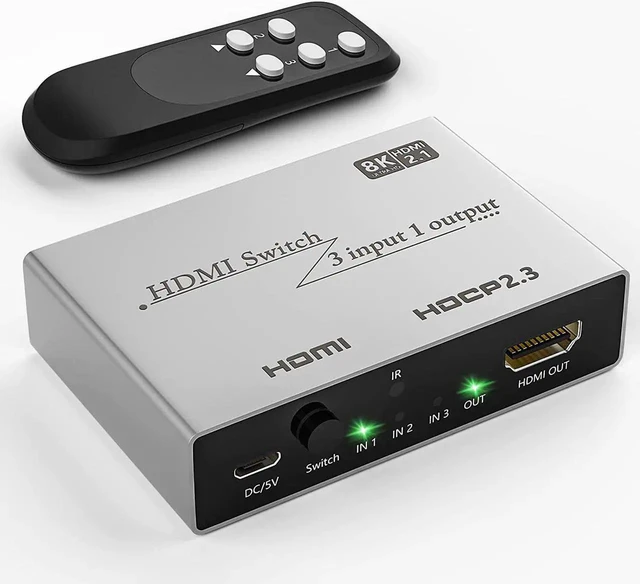 Main image of HDMI 2.1 Switch 8K HDMI Splitter 3 in 1 Out, Ultra High-Speed 48Gbps HDMI Switcher with Remote Control, Supports 8K @60Hz 4K @120Hz, Compatible for PS5/PS4 Projectors Monitor