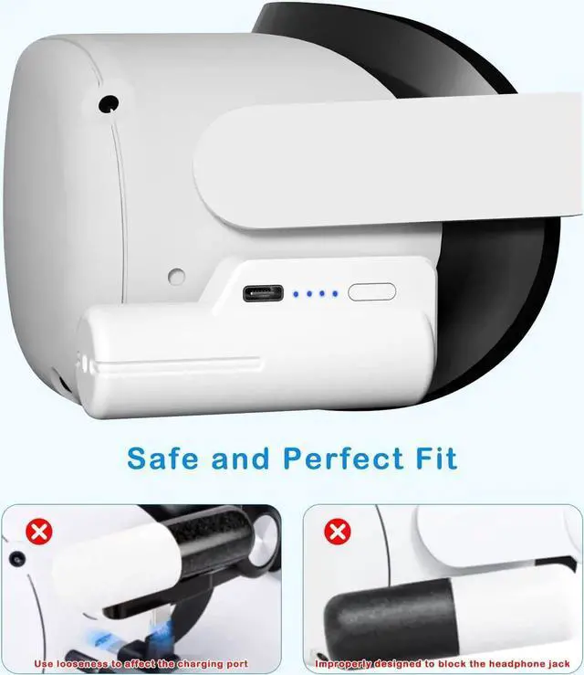 Alt view image 4 of 7 - Battery Pack for Quest 2, 5000mAh Head Strap Battery Pack Compatible with Quest 2 and Quest, Lightweight and Portable VR Extend Power Accessories for Extra 2-4H Playtime