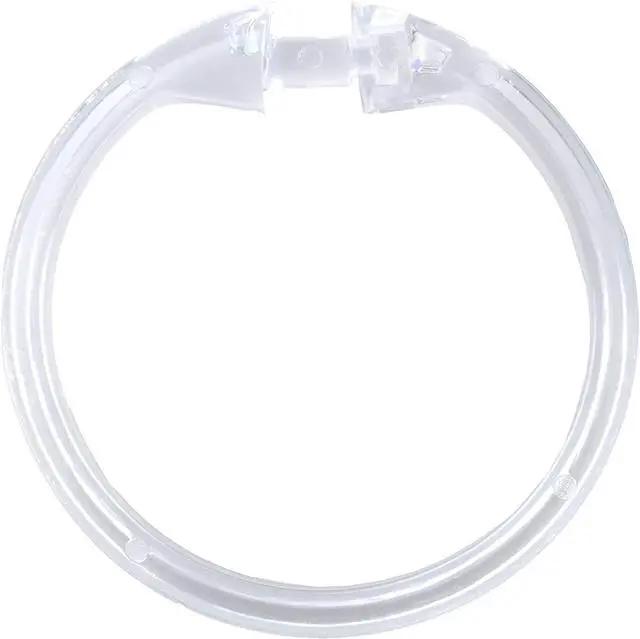 Alt view image 2 of 2 - Rocky Mountain Goods Simple Spaces Clear Plastic Curtain Rings - 12 Pack - Click securely in Place - Unbreakable Plastic - True O Ring Design - Slides Easily Without Screeching Like Metal (Clear)