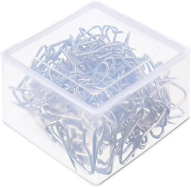 Alt view image 2 of 6 - Shappy 120 Pack Drapery Hooks Pins for Curtains, Metal Pinch Pleat Hooks with Clear Box 1.2 Inch for Window Door and Shower Curtain(Silver)