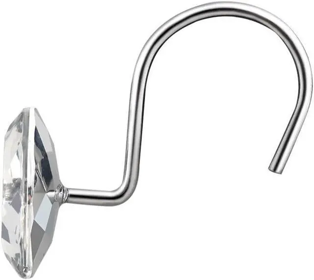 Alt view image 3 of 7 - HBlife 12 Pcs Acrylic Decorative Rolling Diamond Shower Curtain Hooks Rust Proof Rhinestones Crystal Bling Shower Curtain Hooks for Curtain and Shower Rod, Clear Round